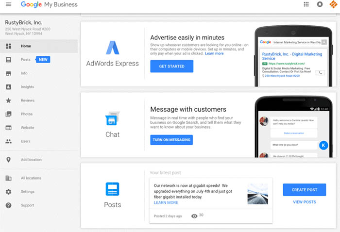 Google My Business Chat Step 